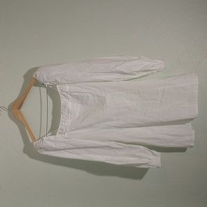 Free People Boho Square Neck Balloon Sleeves Cotton/Linen White Mini Dress Sz S